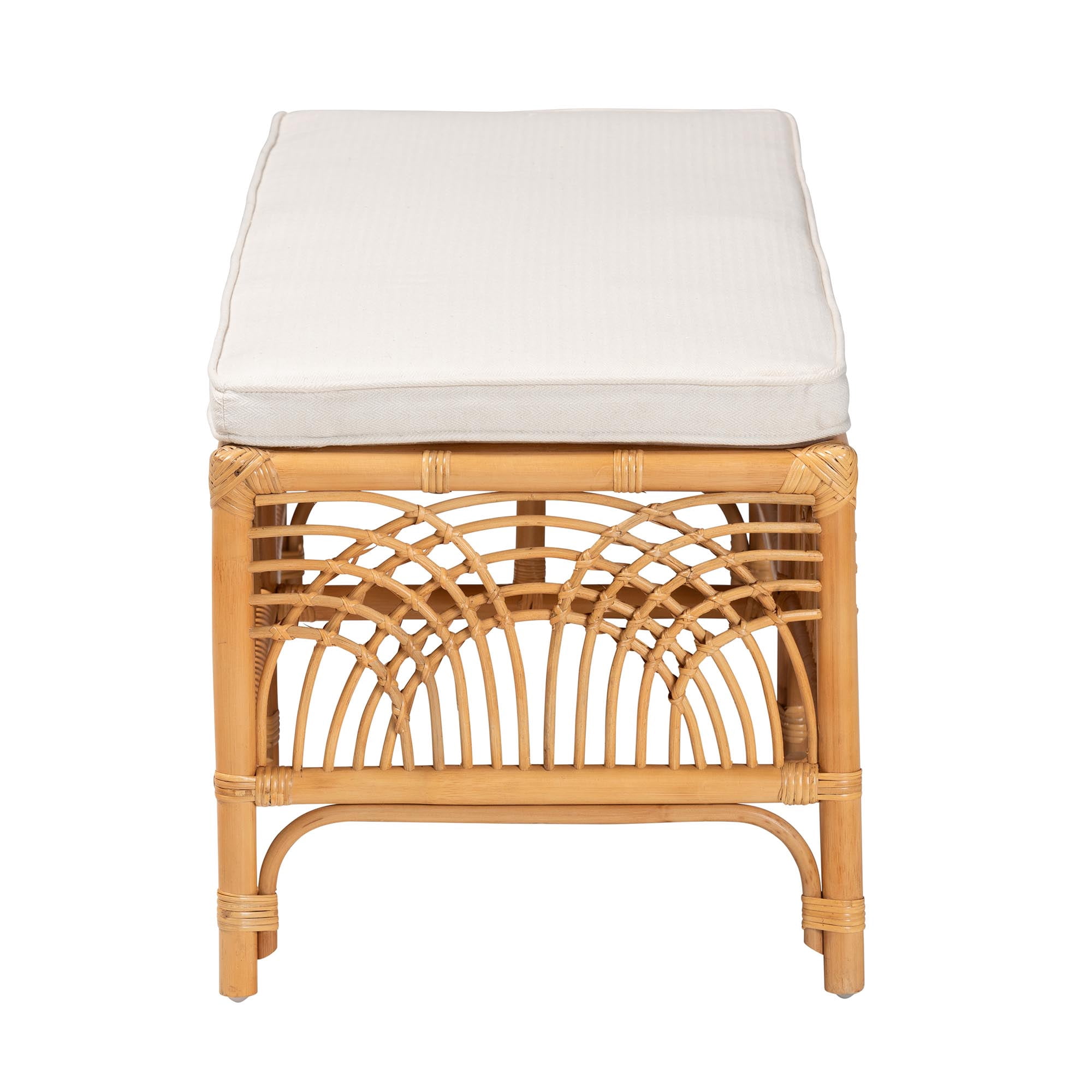 bali & pari Materra Modern bohemian Natural Brown Rattan Bench