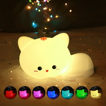 

Mairbeon Atmosphere Light Adjustable Decorative Remote Control Cute Cat Silicone Color Changing LED Night Lamp for Bedroom