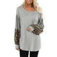 thumbnail image 1 of Mode Femme Léopard Manches Longues Col Rond Pull Décontracté Blouse, 1 of 8