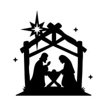 Vinyl Wall Art Decal - Nativity - 24" x 22" - Baby Jesus Christmas Eve Holiday Season Cute Seasonal Religious Sticker For Family Home Bedroom Dining Room Living Room Door Store Window Decor (Black)