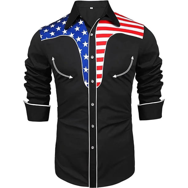 Camisas para hombre con estampado tribal occidental, solapa con bandera, negro, blanco y gris, para exteriores, calle, mangas largas, botones, ropa de diseñador, informal, suave