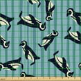 thumbnail image 2 of Ambesonne Winter Fabric by the Yard Upholstery, Cartoon Penguins Pattern, 1 Yard, Dark Blue and Eggshell, 2 of 5