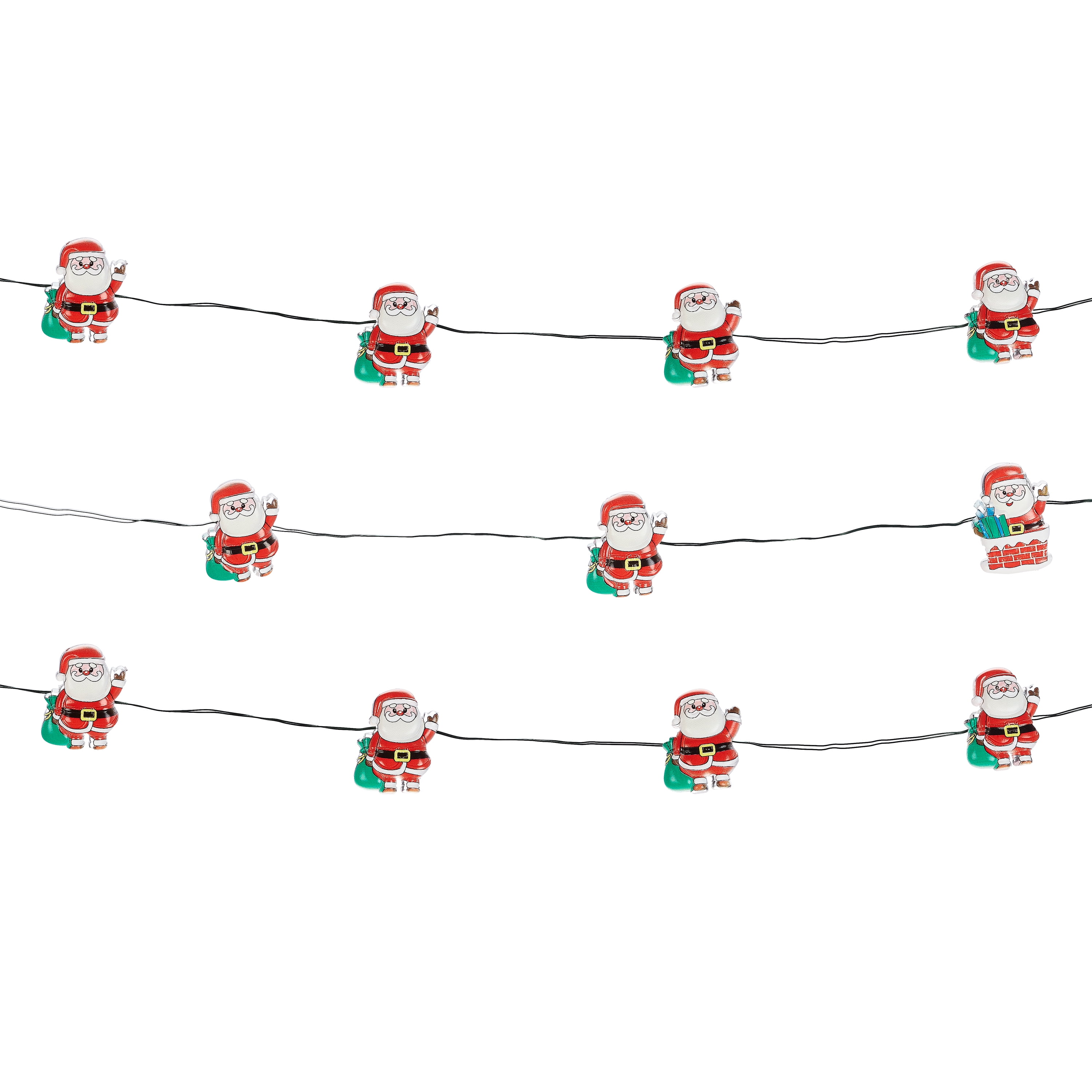 Holiday Time 3-Function Santa Icon LED Christmas Lights, 6', Set of 2
