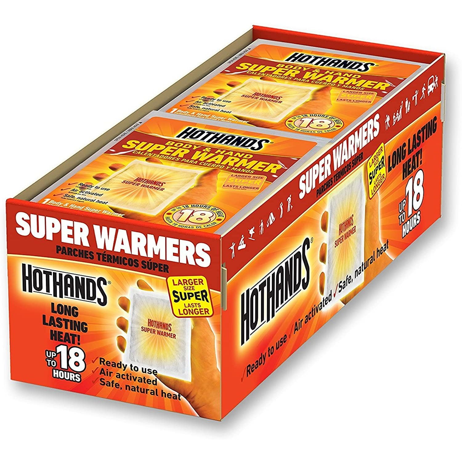 HotHands Body & Hand Super Warmers - Long Lasting Safe Natural Odorless Air Activated Warmers - Up to 18 Hours of Heat - 40 Individual Warmers 2 PACK