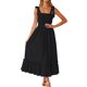 thumbnail image 1 of SAYOO - Vestido midi de verano para mujer, informal, con tirantes finos, sin mangas, de talle alto, fluido, línea A, largo SAYOO Estilo de ocio, 1 of 6
