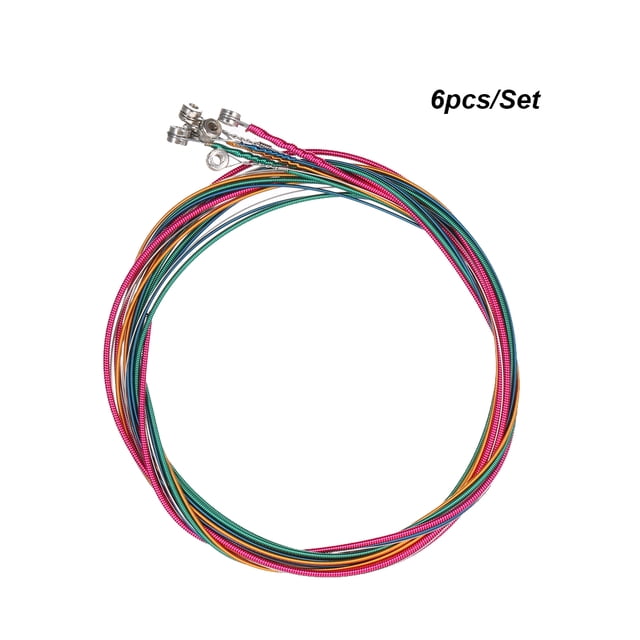 6-Piece Steel Acoustic Guitar Strings Set with Rainbow Colors - Rustproof Coated, Bright Clear Sound, Ideal for Beginners Learning & Practice, Fun Colorful Replacement Strings for Guitar Lovers (20g)