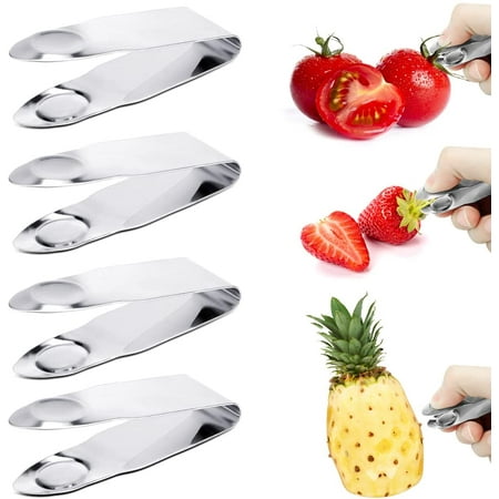 

4 Pieces Stainless Steel Strawberry Huller Fruit Stem Remover Picker Kitchen Gadgets for Strawberry Cherry Tomato Fruit Tools By SZYJ Silver