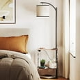 thumbnail image 3 of SUNMORY Floor Lamp with Table, End Table with Lamp for Living Room, Rustic End Table Lamp with Shelves, Walnut, 3 of 7