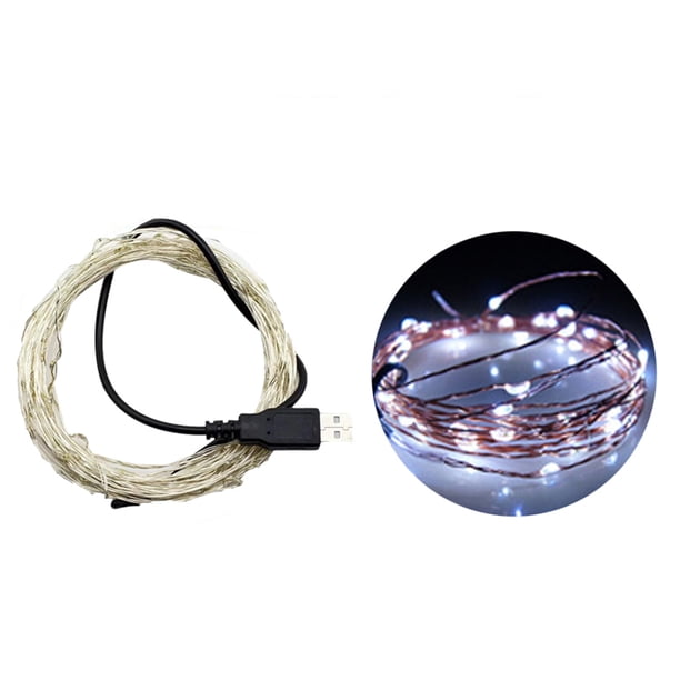 Carga USB Impermeable Cadena de alambre de plata Luces 5V para la decoración de la boda en casa 10M 100leds kenally LED1166-05
