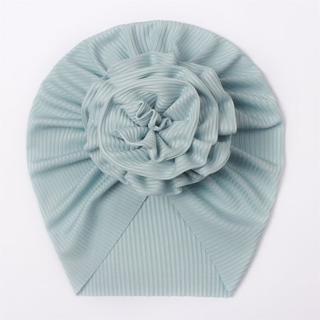 

TOWED22 Hats Baby Flower Hat Toddler Baby Boys Girls Cap Beaniess Solid Ribbed Knotted Elastics Turban Hat Blue