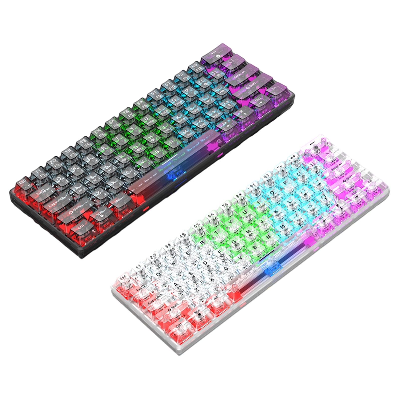 61 Keys Wired Gaming Keyboard Full-Transparent RGB Backlit USB Keyboard for Laptop Desktop Computer Accessories