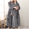 thumbnail image 6 of VANLOFE Unisex Warm Pajamas Household Clothes Solid Bathrobe Lengthened Night-robe Man's Nightgown Casual Robes Gray Robes Sleepwear for Woman 3XL, 6 of 6