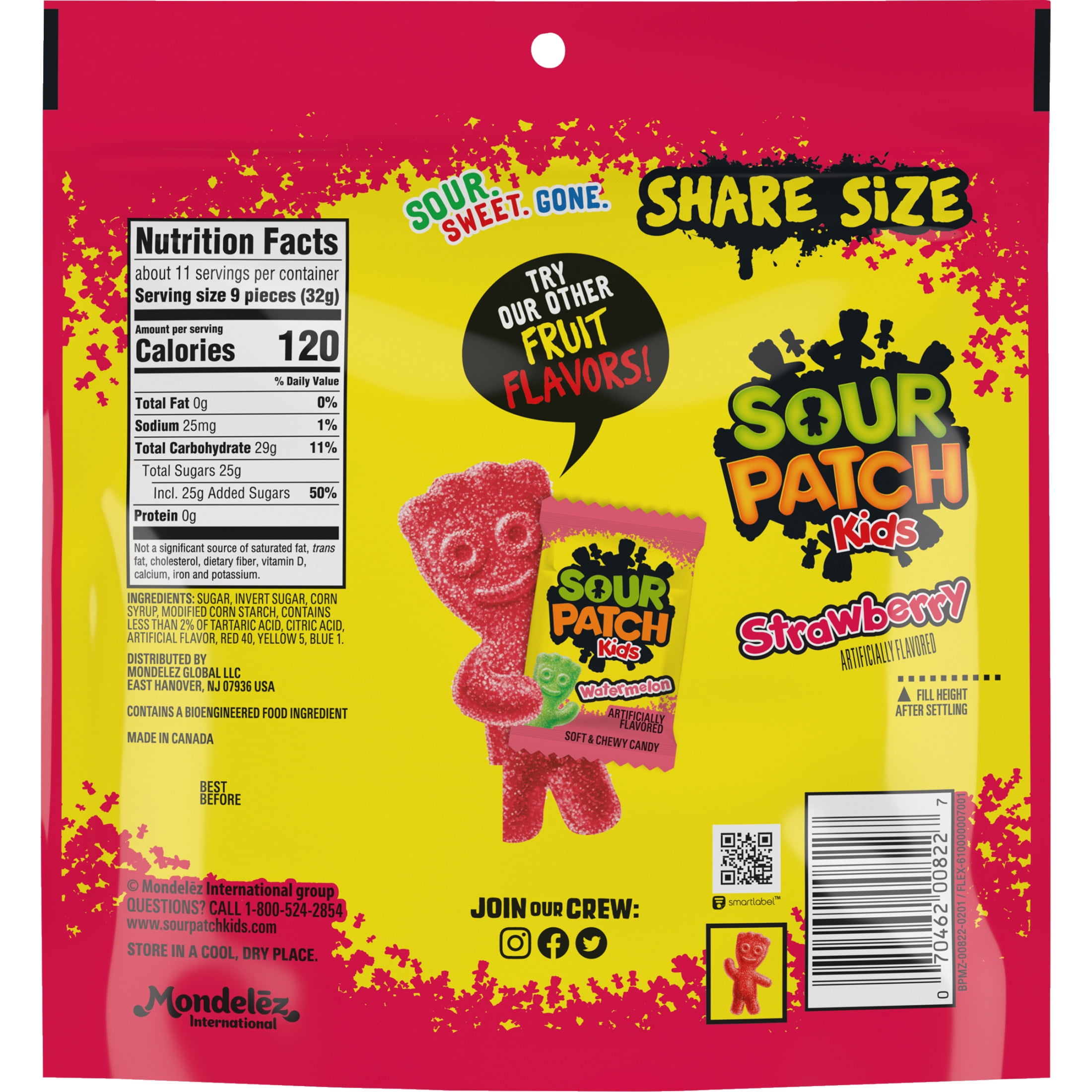 SOUR PATCH KIDS Strawberry Soft & Chewy Candy, Share Size, 12 oz-Pack of 2