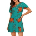 thumbnail image 1 of Kdxio Chemise de Nuit Imprimé Crabe Coloré pour Femmes Manches Courtes Chemise de Nuit Décontractée Robe de Nuit Ample Confortable Pyjama, 1 of 6