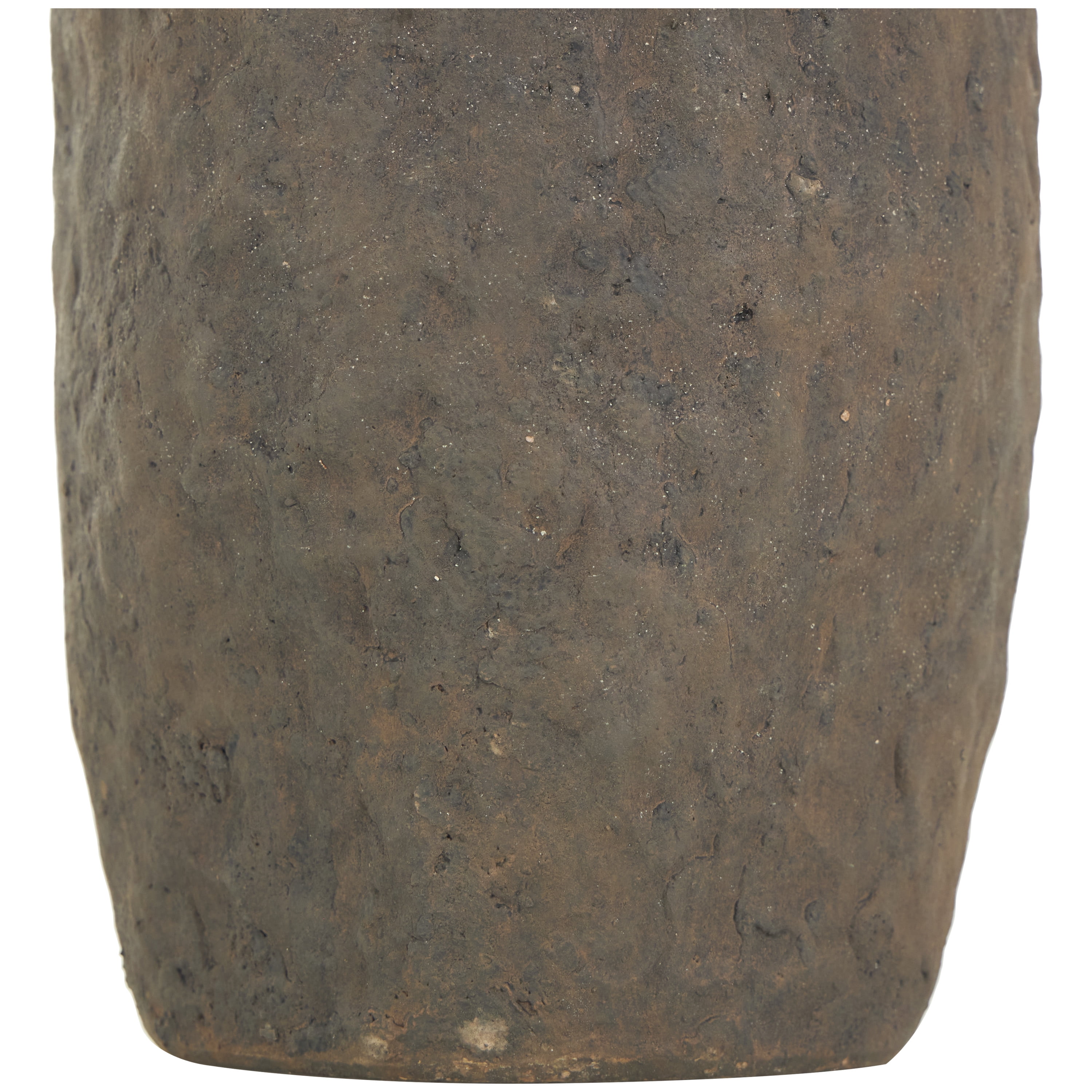 DecMode 16" Handmade Textured Dark Brown Ceramic Vase with Two Wide Handles
