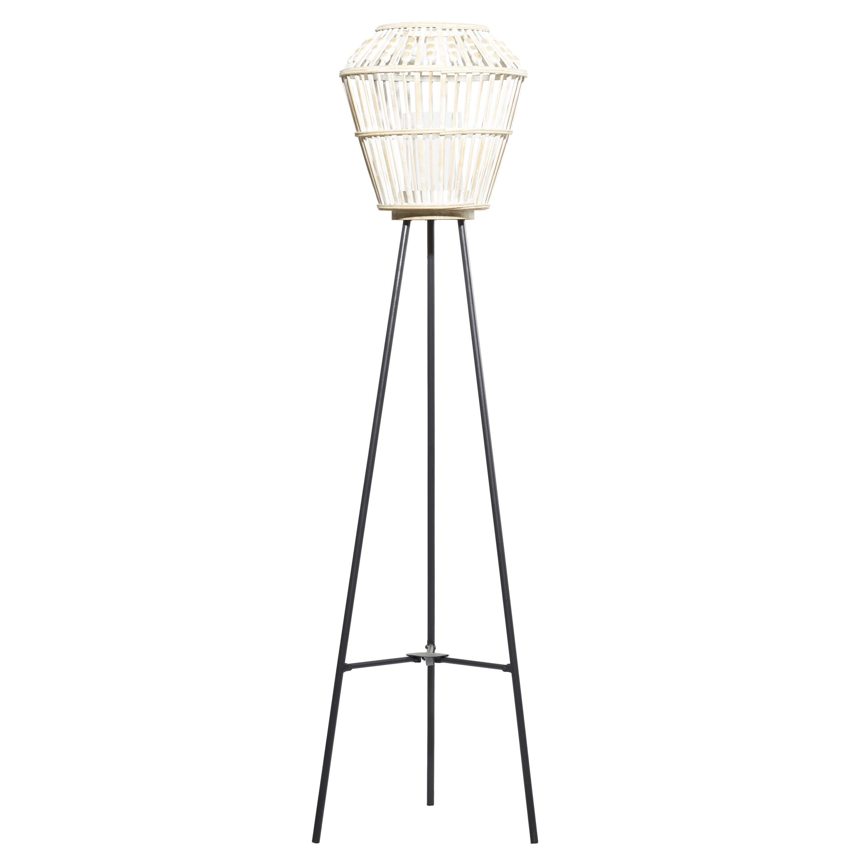DecMode 13"W, 55"H Metal Natural Candle Lantern, White, 1 - Piece