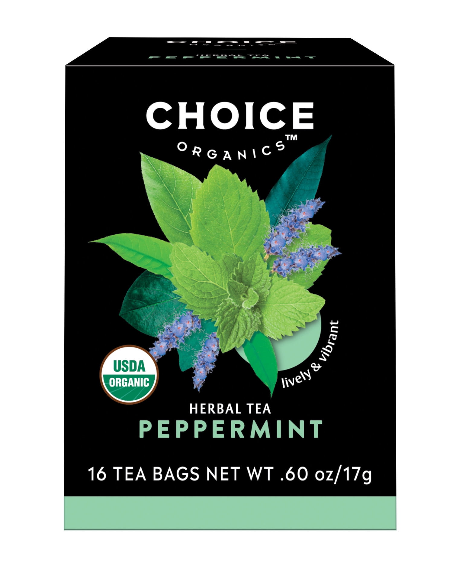 Choice Organics Tea, Herbal Tea Bags, Peppermint, 16 Ct Tea Bags