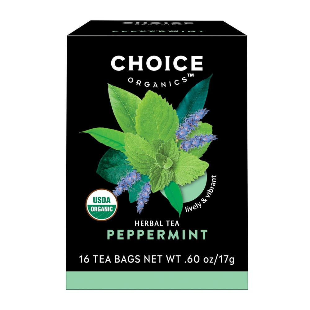 Choice Organics Tea, Herbal Tea Bags, Peppermint, 16 Ct Tea Bags