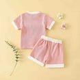thumbnail image 4 of Toddler Outfits for Girls Baby Summer Clothes Crew Neck Cotton Striped Flower T-Shirt with Shorts Clothing Sets, 4 of 6