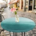 thumbnail image 6 of Turquoise Ombre Round Tablecloth for 45-54 Inch Tables,Fitted Table Cover with Elastic Edge,Modern Abstract Art Ocean Oil Painting Waterproof Outdoor Table Cloth Protector for Patio Garden Dinner, 6 of 9
