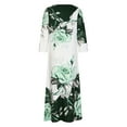 thumbnail image 5 of Herrnalise Women's Casual V-Neck Button Mid-Length Sleeve Printed Long Dresses S-4XL, 5 of 6