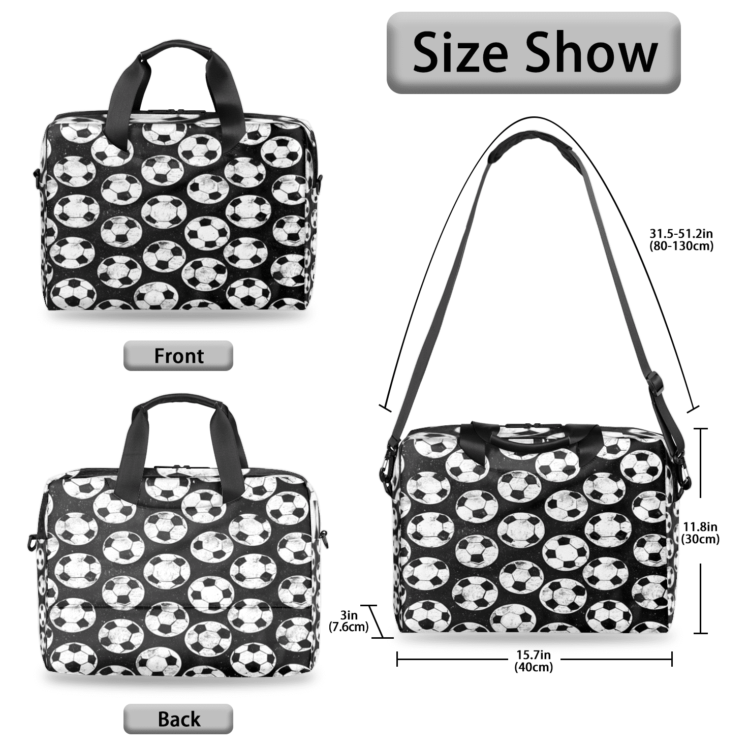 Herdesigns Soccer Ball Laptop Bag for Women Men, Computer Case Briefcase Messenger Bags, 15-15.6 inch Laptop Sleeve Shoulder Bag