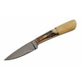 thumbnail image 2 of SANZ 7" Damascus Steel Fixed Blade Outdoor Knife with Stag and Bone Handle and Leather Sheath, 2 of 2