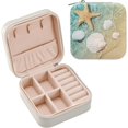 thumbnail image 2 of GZHJMY PU Leather Jewelry Box, Starfish Seashell on Summer Beach Sea Travel Jewelry Case Portable Jewelry Organizer Storage Holder Boxes for Women Girls for Necklace Bracelet Earrings Rings, 2 of 7