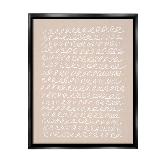 Stupell Industries Modern Beige Squiggle Abstract Painting Black Floater Framed Canvas Art Print Wall Art, 17 x 21