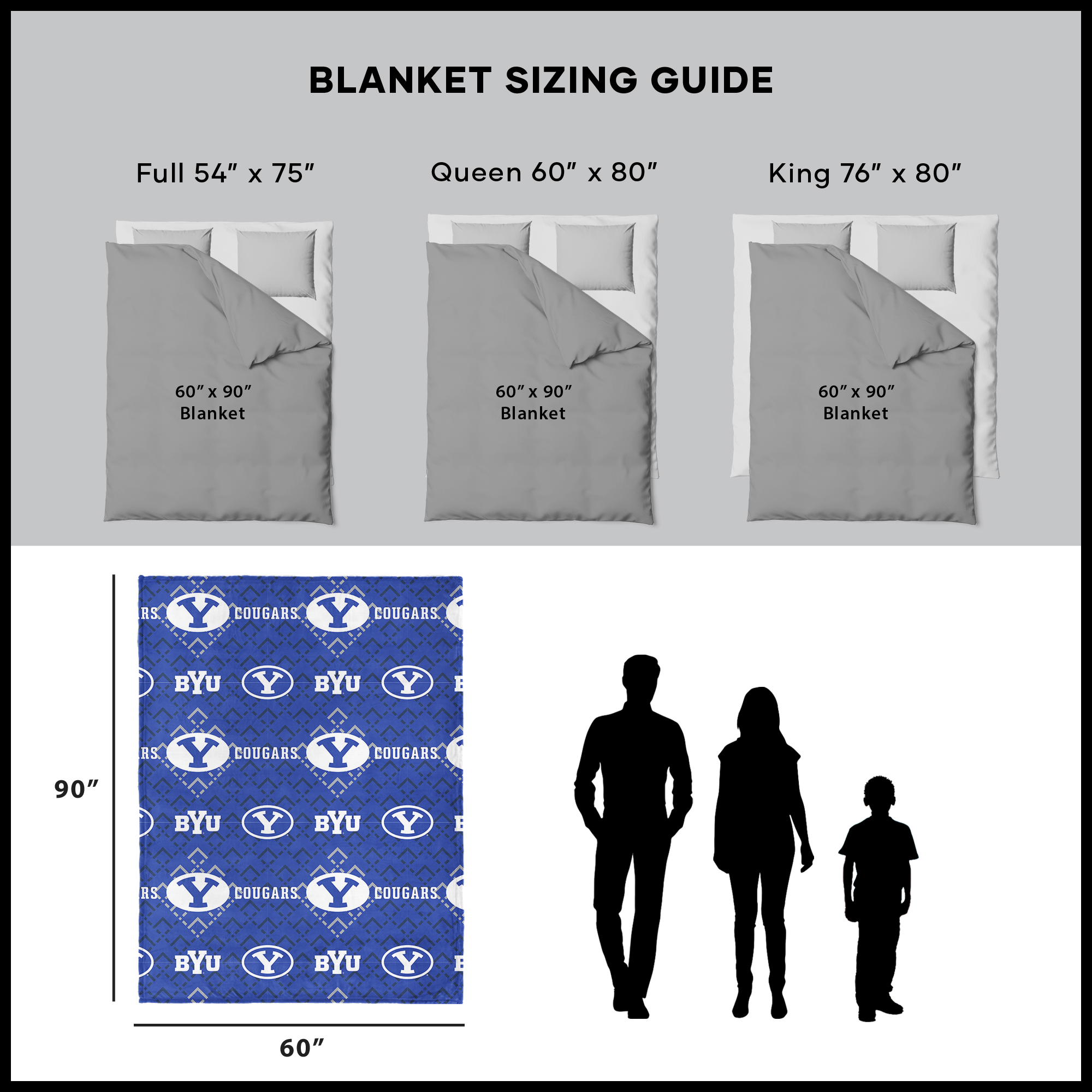 Byu NCAA Pendant Silk Touch Throw, 60x90 inches