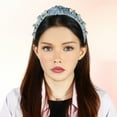 thumbnail image 2 of Diadema de mujer con nudos de cristal perlado Unique Bargains Estilo clásico y casual Diadema para mujer azul claro 5.51"x1.89", 2 of 7