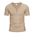 thumbnail image 6 of Mens Summer Beach Shirt Casual Short Sleeve Breathable T Shirts V Neck Button Down Lightweight Textured Blouse, 6 of 6