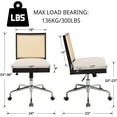 thumbnail image 2 of Rattan Desk Chair Linen Fabric Upholstered Computer Office Chair, 360° Swivel Work Chair with Wheels Comfortable Armless Chair for Home Office Study Studio, Beige, 2 of 12