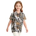 thumbnail image 7 of Kids Girls Short Sleeve Polo Shirt, Tree Leaf Camo Printed Polyester Top, Casual Outdoor Daily Wear Children Collared T-Shirt,Coffee,150, 7 of 7