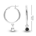 thumbnail image 4 of LeCalla 925 Sterling Silver Hypoallergenic 3MM Round Black Onyx Birthstone Hoop Earrings for Women and Teen 27MM, 4 of 6