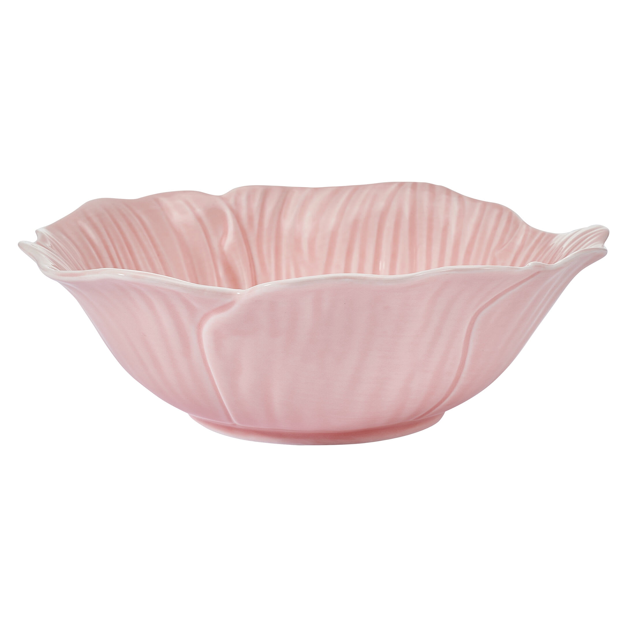Beautiful by Drew Barrymore Embossed Flower Stoneware 31.5 fl oz Pasta Bowl Set, 4 Piece Pink