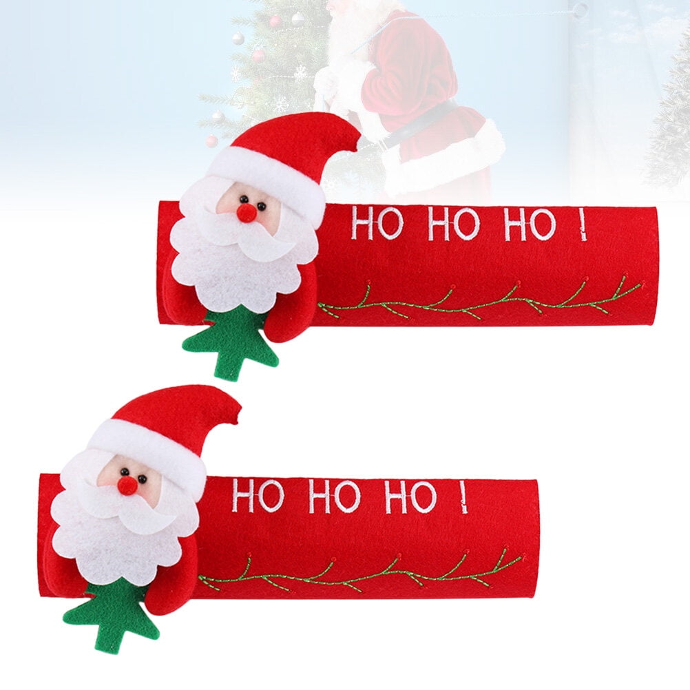 6-Pack Felt Refrigerator Handle Covers with Santa Design, Christmas Decorations, Protective Kitchen Appliance Door Handle Protectors