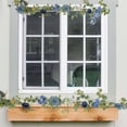 thumbnail image 4 of Enredadera de Flor de Rosa Artificial | Guirnalda de ratán simulado de 6.23ft | Decoración floral decorativa de arco de boda | Planta de plástico de larga duración | Rosa Blanco Azul | 1 Pieza, 4 of 6