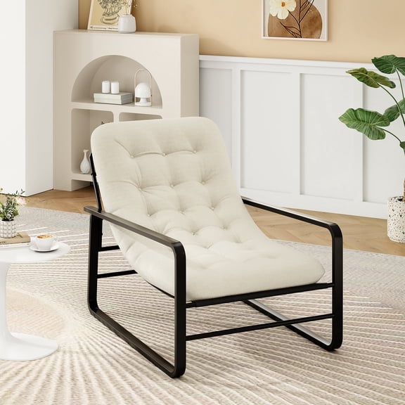 Someet Accent Chair with Plush Soft Upholstery, Oversize Seating Armchair, Metal Frame for Living Room, Bedroom or Home Office, Beige