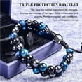thumbnail image 4 of Triple Protection Bracelet 8mm Beads Bracelet Tigers Eye Black Obsidian Hematite Bracelet for Men Women Healing Crystal Bangle, 4 of 7