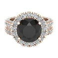 thumbnail image 4 of Black Diamond Wedding Ring Set 14K Rose Gold Halo Rings for Women 8.00 MM 5.90 Carat ( G , SI ), 4 of 5