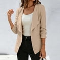 thumbnail image 6 of thefmos Women's Collared Button Front Jacket 3/4 Sleeve Solid Color Casual Coat Casual Fashion Fall Spring Outfit, Khaki L, 6 of 6