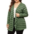 thumbnail image 4 of Agnes Orinda Plus Size Cardigan for Women Long Sleeve Casual Lightweight Knit Open Front Outfits 1X Green Black, 4 of 6