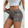 thumbnail image 2 of Prolriy Jean Shorts Womens Faux Jeans Shorts for Women Summer Mid Stretchy Denim Shorts Butt Lifting Slimming Ripped Shorts Womens Shorts Coffee XL, 2 of 7