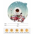 thumbnail image 6 of 13 Inch Round Placemats Set of 4, Teal Christmas Snowman Non Slip Heat Insulation PP Table Mats, Xmas Truck Tree Snowflake Washable Place Mats for Kitchen Dining Party Table Decor, 6 of 7