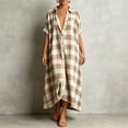 thumbnail image 2 of Wsysadlol Womens Dresses Women Casual Plaid Print Button Up Shirt Dress Lightweight Breathable Half Sleeve Loose Long Tunic Plus Size Beach Cover Up And Loungewear, 2 of 5