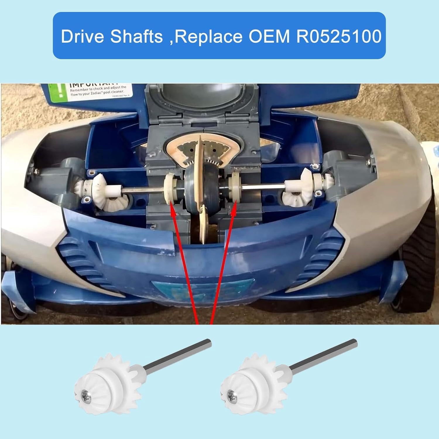 Upgrade 8-Wheel Drive Track & Cyclonic Scrubber Brushes Kit for MX8 MX6 Elite Pool Cleaner, Replacement Drive Shaft & Bearing Set, Replaces R0526100 R0714400 R0525100 R0527000