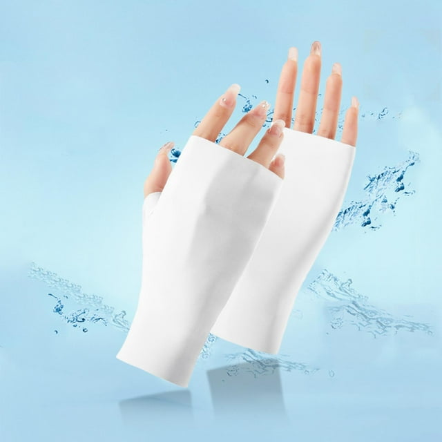Gants Mitaines Femmes Gants de Protection Extérieure Longueur Poignet Gants de Conduite Anti-Soleil Gants Sans Doigts Gants Mitaines