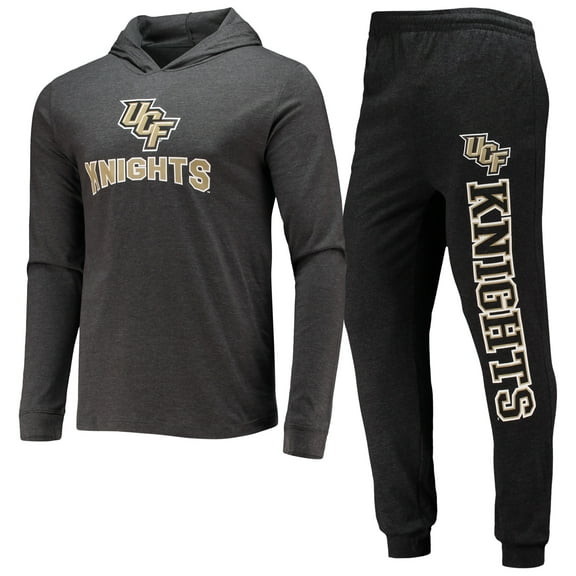 Men's Concepts Sport Black/Heather Charcoal UCF Knights Meter Long Sleeve Hoodie Top & Jogger Pajama Set