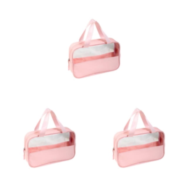 Soidarity Bolsa de maquillaje impermeable y transparente para viajar Mano de obra meticulosa y hermosa Bolsas de maquillaje transparentes rosa Type1 NO1